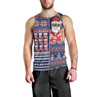 Hawaii Mele Kalikimaka Men Tank Top Aloha and Christmas Elements Patchwork Blue Style LT03 - Polynesian Pride