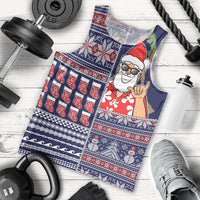 Hawaii Mele Kalikimaka Men Tank Top Aloha and Christmas Elements Patchwork Blue Style LT03 - Polynesian Pride