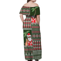Hawaii Mele Kalikimaka Family Matching Off Shoulder Maxi Dress and Hawaiian Shirt Aloha and Christmas Elements Patchwork Green Style LT03 - Polynesian Pride