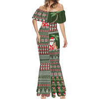 Hawaii Mele Kalikimaka Mermaid Dress Aloha and Christmas Elements Patchwork Green Style LT03 - Polynesian Pride