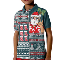 Hawaii Mele Kalikimaka Kid Polo Shirt Aloha and Christmas Elements Patchwork Turquoise Style LT03 Kid Turquoise - Polynesian Pride