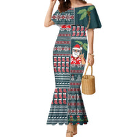Hawaii Mele Kalikimaka Mermaid Dress Aloha and Christmas Elements Patchwork Turquoise Style LT03 Women Turquoise - Polynesian Pride