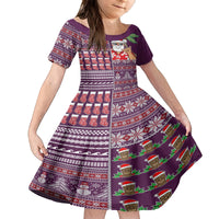 Hawaii Mele Kalikimaka Family Matching Tank Maxi Dress and Hawaiian Shirt Aloha and Christmas Elements Patchwork Pink Style LT03 Daughter's Dress Pink - Polynesian Pride
