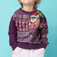 Hawaii Mele Kalikimaka Kid Ugly Christmas Sweater Aloha and Christmas Elements Patchwork Pink Style LT03 - Polynesian Pride