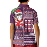 Hawaii Mele Kalikimaka Kid Polo Shirt Aloha and Christmas Elements Patchwork Pink Style LT03 - Polynesian Pride