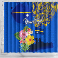Personalised Nauru Independence Day Shower Curtain Nauruan Tribal Flag Style LT03 - Polynesian Pride