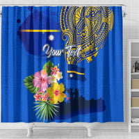 Personalised Nauru Independence Day Shower Curtain Nauruan Tribal Flag Style LT03 - Polynesian Pride