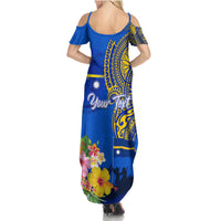 Personalised Nauru Independence Day Summer Maxi Dress Nauruan Tribal Flag Style LT03 - Polynesian Pride