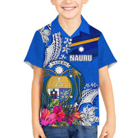Personalised Nauru Coat of Arms Hawaiian Shirt Tropical Flower Polynesian Pattern LT03 - Polynesian Pride