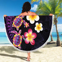 Hawaiian Turtles and Plumeria Beach Blanket Polynesian Art Tribal Tattoo Deep Violet Color LT03 - Polynesian Pride