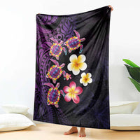 Hawaiian Turtles and Plumeria Blanket Polynesian Art Tribal Tattoo Deep Violet Color LT03 - Polynesian Pride