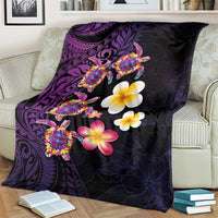 Hawaiian Turtles and Plumeria Blanket Polynesian Art Tribal Tattoo Deep Violet Color LT03 - Polynesian Pride