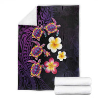 Hawaiian Turtles and Plumeria Blanket Polynesian Art Tribal Tattoo Deep Violet Color LT03 - Polynesian Pride