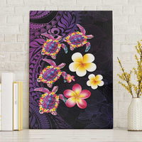 Hawaiian Turtles and Plumeria Canvas Wall Art Polynesian Art Tribal Tattoo Deep Violet Color LT03 Without Frame Purple - Polynesian Pride