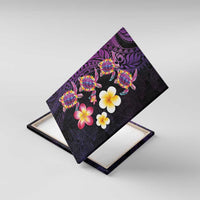 Hawaiian Turtles and Plumeria Canvas Wall Art Polynesian Art Tribal Tattoo Deep Violet Color LT03 With Frame Purple - Polynesian Pride