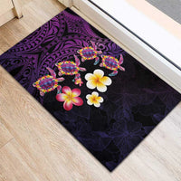 Hawaiian Turtles and Plumeria Rubber Doormat Polynesian Art Tribal Tattoo Deep Violet Color LT03 - Polynesian Pride