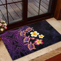 Hawaiian Turtles and Plumeria Rubber Doormat Polynesian Art Tribal Tattoo Deep Violet Color LT03 - Polynesian Pride
