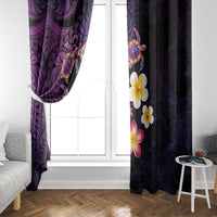 Hawaiian Turtles and Plumeria Window Curtain Polynesian Art Tribal Tattoo Deep Violet Color LT03 - Polynesian Pride