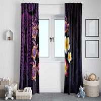 Hawaiian Turtles and Plumeria Window Curtain Polynesian Art Tribal Tattoo Deep Violet Color LT03 - Polynesian Pride