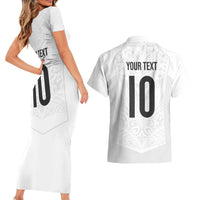 Custom New Zealand Football Couples Matching Short Sleeve Bodycon Dress and Hawaiian Shirt The Whites-Sporty T90 Style - Polynesian Pride