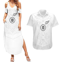 Custom New Zealand Football Couples Matching Summer Maxi Dress and Hawaiian Shirt The Whites-Sporty T90 Style - Polynesian Pride