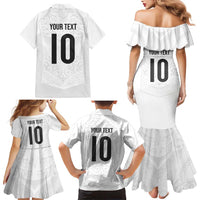 Custom New Zealand Football Family Matching Mermaid Dress and Hawaiian Shirt The Whites-Sporty T90 Style - Polynesian Pride