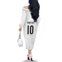 Custom New Zealand Football Family Matching Off The Shoulder Long Sleeve Dress and Hawaiian Shirt The Whites-Sporty T90 Style - Polynesian Pride