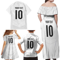 Custom New Zealand Football Family Matching Off Shoulder Maxi Dress and Hawaiian Shirt The Whites-Sporty T90 Style - Polynesian Pride