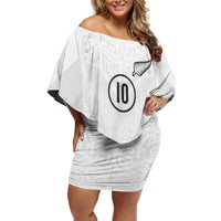 Custom New Zealand Football Family Matching Off Shoulder Short Dress and Hawaiian Shirt The Whites-Sporty T90 Style - Polynesian Pride