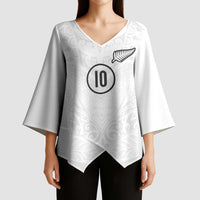 Custom New Zealand Football Kimono Sleeve Blouse The Whites-Sporty T90 Style - Polynesian Pride