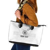 Custom New Zealand Football Leather Tote Bag The Whites-Sporty T90 Style - Polynesian Pride