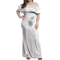 Custom New Zealand Football Off Shoulder Maxi Dress The Whites-Sporty T90 Style - Polynesian Pride