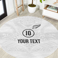 Custom New Zealand Football Round Carpet The Whites-Sporty T90 Style - Polynesian Pride
