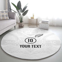 Custom New Zealand Football Round Carpet The Whites-Sporty T90 Style - Polynesian Pride