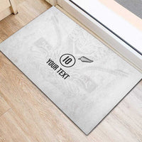 Custom New Zealand Football Rubber Doormat The Whites-Sporty T90 Style - Polynesian Pride