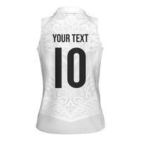 Custom New Zealand Football Women Sleeveless Polo Shirt The Whites-Sporty T90 Style - Polynesian Pride