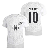 Custom New Zealand Football Women V-Neck T-Shirt The Whites-Sporty T90 Style - Polynesian Pride