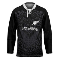 Custom Aotearoa Rugby Hockey Jersey The Blacks-Sporty T90 Style LT03 Unisex Black - Polynesian Pride