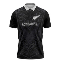 Custom Aotearoa Rugby Zipper Polo Shirt The Blacks-Sporty T90 Style - Polynesian Pride