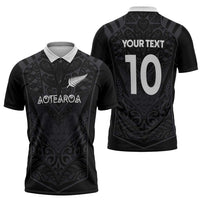 Custom Aotearoa Rugby Zipper Polo Shirt The Blacks-Sporty T90 Style - Polynesian Pride