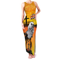 Niue ANZAC Day Family Matching Tank Maxi Dress and Hawaiian Shirt Soldier and Gallipoli Lest We Forget LT03 Mom's Dress Yellow - Polynesian Pride