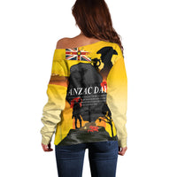 Niue ANZAC Day Off Shoulder Sweater Soldier and Gallipoli Lest We Forget LT03 - Polynesian Pride