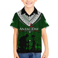 Norfolk Island ANZAC Day Family Matching Long Sleeve Bodycon Dress and Hawaiian Shirt Soldier Lest We Forget Camouflage LT03 Son's Shirt Green - Polynesian Pride