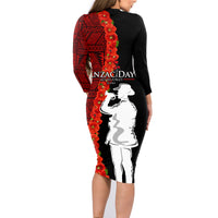 Tonga ANZAC Day Family Matching Long Sleeve Bodycon Dress and Hawaiian Shirt Red Poppies Flower Soldier Lest We Forget LT03 - Polynesian Pride