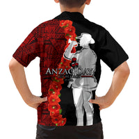 Tonga ANZAC Day Kid Hawaiian Shirt Red Poppies Flower Soldier Lest We Forget LT03 - Polynesian Pride