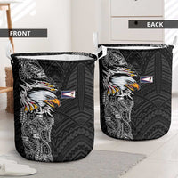 American Samoa Flag Day Laundry Basket Tribal Tattoo with Eagle Black LT03 - Polynesian Pride