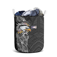 American Samoa Flag Day Laundry Basket Tribal Tattoo with Eagle Black LT03 - Polynesian Pride