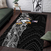 American Samoa Flag Day Area Rug Tribal Tattoo with Eagle Black LT03 Black - Polynesian Pride