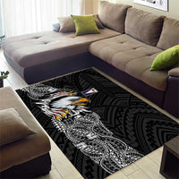 American Samoa Flag Day Area Rug Tribal Tattoo with Eagle Black LT03 - Polynesian Pride