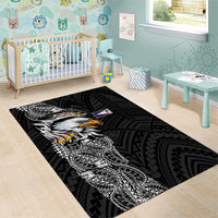 American Samoa Flag Day Area Rug Tribal Tattoo with Eagle Black LT03 - Polynesian Pride